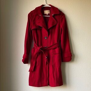 Banana Republic XS Military Vibrant Red Coat Cosplay CottageCore Wool Coat